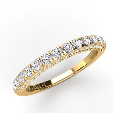 Pave Three Sided Diamond Wedding Band 0.45ct